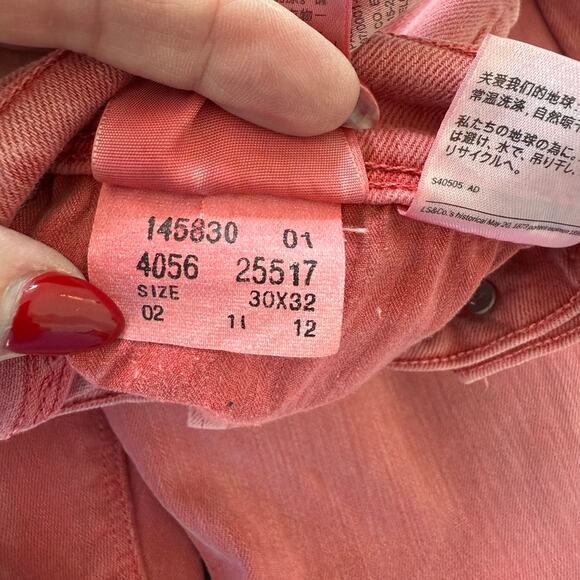 LEVI’S 511 Skinny Jeans Pink Red Denim Mid Rise Stretch Size 30x32 Cotton Blend - Picture 7 of 9